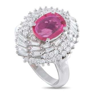Luxury Bazaar Platinum 1.52ct Diamond and Ruby Ring MF38-052126