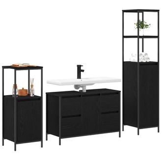 Berkfield Home Modern 3 Piece Bathroom Furniture Set - Black Oak Engineered Wood