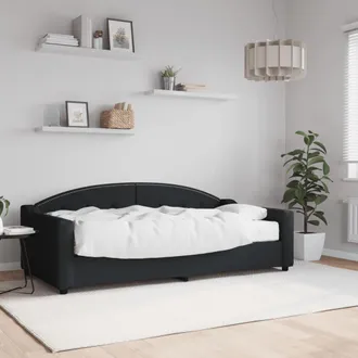 vidaXL Sof&aacute; Cama Con Colch&oacute;n Tela Negro 90x190 Cm Vidaxl