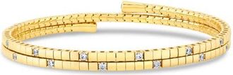Crislu Pure Flex Three Row Cubic Zirconia Bracelet in 18Kt Yellow Gold /Clear Stone at Nordstrom, Size 7
