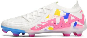 Generic Women Comfortable Lightweight Football Shoes - Stylish Durable Soccer Shoes - Anti-Slip Soccer Athletic Sneakers (White,7.5)