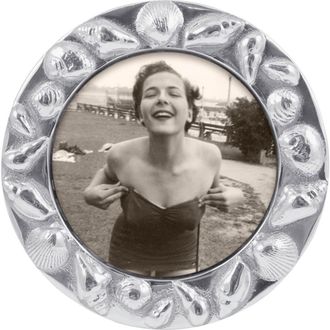 Mariposa Seashell Round 4 x 4-Inch Picture Frame in Silver at Nordstrom