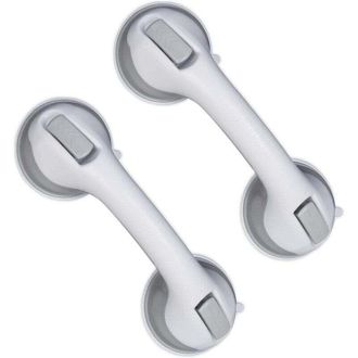 OEM Barra De Apoyo Con Ventosa, Juego De 2, Barra De Apoyo Para Ducha Y Ba&ntilde;era, 25 Kg, Para Personas Mayores, Montaje En Pared, Blanco/gris - Crezuo