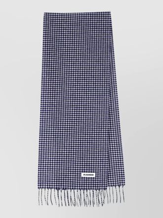Jil Sander check pattern scarf fringed edges design