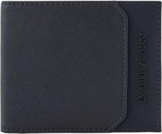 Emporio Armani Blauwe Bifold Portemonnees met Interne Compartimenten - Heren - Portefeuilles - Blauw - ONE Size - Polyester - Accessoires