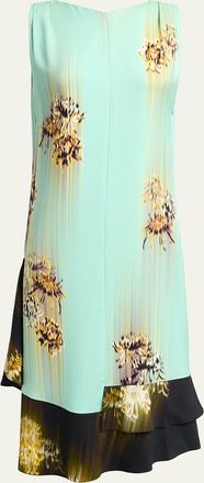 Proenza Schouler Rhetta Blur Floral Sleeveless Midi Shift Dress