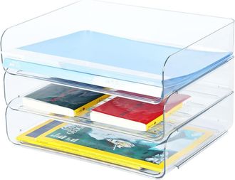 OEM Bandeja Apilable Y Estable Para Cartas - Organizador De Correo - Soporte Para Documentos A4 (transparente - 3 Capas)