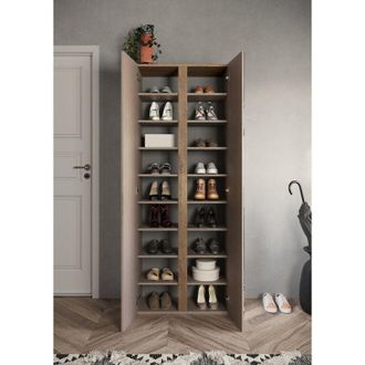 Dmora Armario Multiuso 2 Puertas Salcito, 8 Estantes, Apertura Manual, 9 Compartimentos, 70x185h Cm Marr&oacute;n Bronce