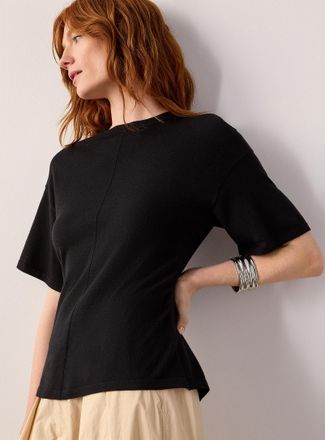 Contemporaine Womens Ruched waist fine-knit sweater