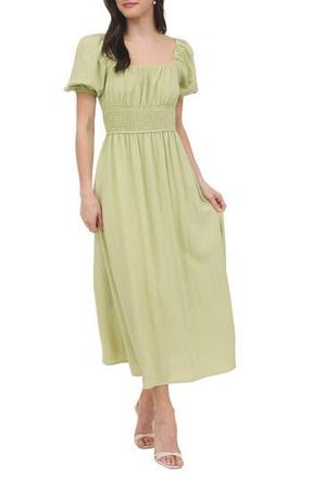 August Sky Puff Sleeve Midi Dress in Light Kiwi at Nordstrom Rack, Size Medium