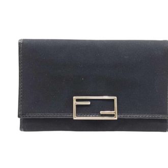 Fendi Black Canvas Leather Wallet (Tri-Fold) (Pre-Owned)