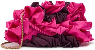 Dries Van Noten Ruffled Satin Clutch - Pink - One Size
