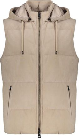 Herno Elegant Gilet met Capuchon en Rits - Heren - Bodywarmers - Beige - L - Leer - Jassen