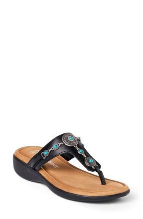 Minnetonka Brecca Flip Flop in Black Turquioise at Nordstrom, Size 10