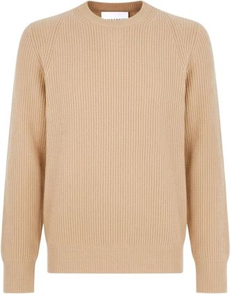 Amaranto Amar&aacute;nto - Trui met ronde hals en ribbelstructuur - Heren - Truien - Beige - Maat: S Wol