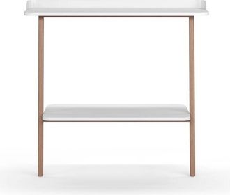 HERDASA Consola De Entrada Fabricada En Melamina Y Madera De Haya, Modelo Suomi (787) De Herdasa. Blanco Y Nogal Claro