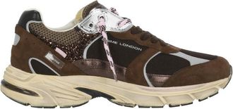 Crime London Brown Fugitive 9094 Mesh Glitter Leather Sneakers