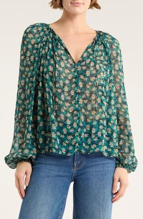 Ulla Johnson Safa Tie Neck Silk Top in Clematis at Nordstrom Rack, Size 8