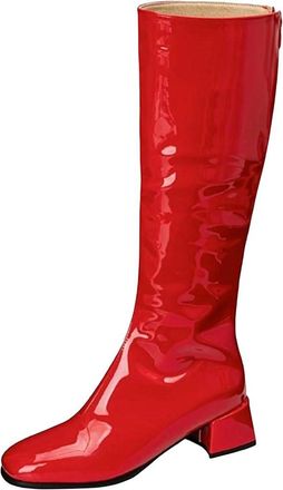 Generic Womens Knee High Boots Zipper Long Booties Elegant Low Heel Winter Fashion Footwear