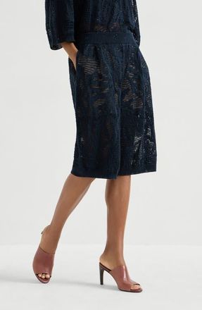 Brunello Cucinelli Dazzling water lilies Bermuda shorts in Blue at Nordstrom, Size Xx-Large Eu