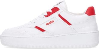 Moea Eco Lage Appel Sneaker Rood/Wit - Heren - Sneakers - Wit - 36 EU - Katoen - Schoenen