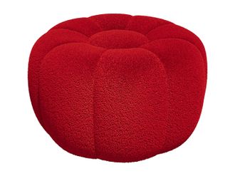Vente-Unique Pouf Design Fiore In Tessuto Bouclette Rosso - Delpoda