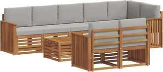 vidaXL Conjunto De Sof&aacute;s De Exterior 9 Uds. Gris Natural Y Claro Vidaxl