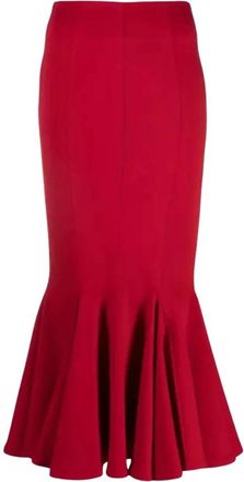 The Attico Rode Uitlopende Midi Rok Beath - Dames - Midirokken - Rood - 2XS - Rayon - Rokken