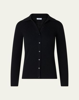 Akris Wool Rib-Knit Buttoned Sweater