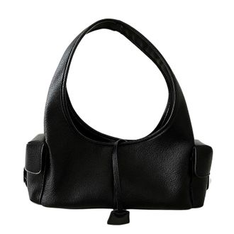 Generic Cymwer Women PU Retro Shoulder Bag Large Capacity Hobo Handbag for Travel Work (Black)