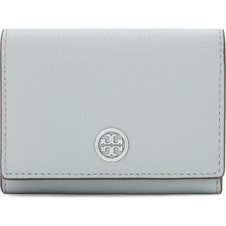 Tory Burch Robinson Small Pebbled Leather Wallet in Light Granite at Nordstrom