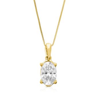 Vir Jewels 1 cttw Oval Lab Grown Diamond Solitaire Pendant Necklace in 14K Gold with Chain For Women
