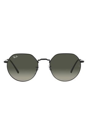 Ray-Ban Jack 53mm Round Sunglasses in Grey Flash at Nordstrom