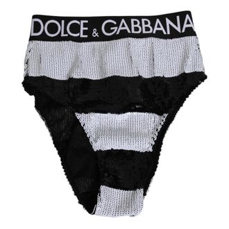 Dolce & Gabbana Bottoms, female, White, Size: S Black White Sequin High Waist Panty