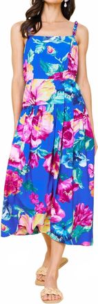 Skies Are Blue Clothing Braided Strap Floral Print Dress In Blue