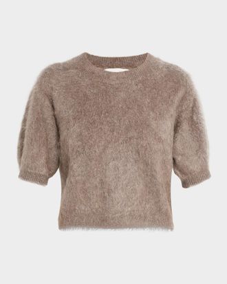Lisa Yang Juniper Brushed Cashmere Short-Sleeve Sweater