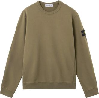 Stone Island Groene Crewneck Sweatshirt Geborstelde Katoen Fleece - Heren - Sweatshirts - Groen - 3XL - Katoen - Hoodies & sweatvesten