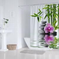 OEM Cortina De Ducha Antimoho, Estampado Zen Pebble, Tejido De Poli&eacute;ster Impermeable, 180x200 Cm, Cortina De Ducha 3d Orchid Bamboo, Lavable A M&aacute;quina, Pa