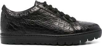Kiton crocodile-embossed leather sneakers - men - Rubber/Calf Leather/Calf Leather - 8 - Black