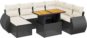 vidaXL Vidaxl - Set Divani da Giardino con Cuscini 8 pz Nero in Polyrattan