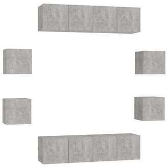 vidaXL Set De Muebles De Sal&oacute;n 8 Pzas Madera Ingenier&iacute;a Gris Hormig&oacute;n Vidaxl