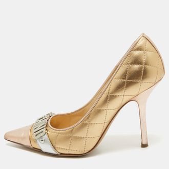 Moschino Tricolor Quilted Leather Logo Pumps