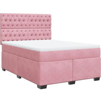 vidaXL Vidaxl - Cama Box Spring Con Colch&oacute;n Terciopelo Rosa 160x200 Cm
