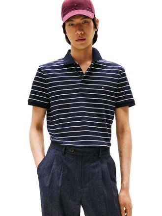 Tommy Hilfiger Mens Short Sleeve Casual Polo Shirts in Regular Fit with Liquid Cotton, Desert Sky/Ivory Petal, XL