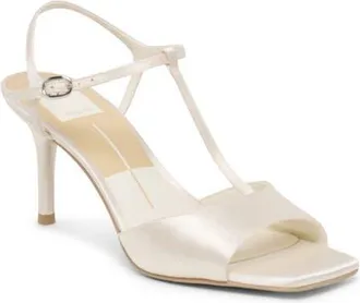 Dolce Vita Hilery Ankle Strap Sandal in Off White Satin at Nordstrom, Size 6.5