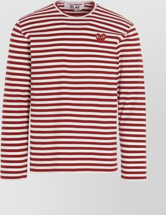 Comme Des Gar&ccedil;ons striped logo patch long sleeve t-shirt