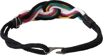Costume National Womens Multicolor Rope Leather Rustic Hook Buckle Belt Fabric