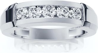 Pompeii3 Mens 1/2ct 14K White Gold Round Diamond Wedding Ring Size Selectable