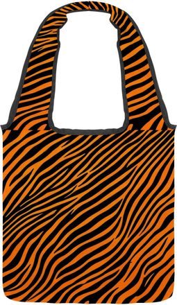 Generic Orange Zebra Stripes Reversible Canvas Shoulder Tote - Double-Sided Print, 12oz Cotton, 27cm Drop, Fold-Flat Bag for Travel, Shopping, Street Outings