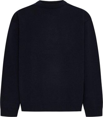 STUDIO NICHOLSON Chunky Gebreide Lamswol Sweater - Heren - Ronde hals truien - Blauw - M - Wol - Truien & Vesten